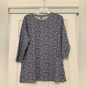 Like New Lands End Floral Patterned 3/4 Sleeve Tunic Top Size M